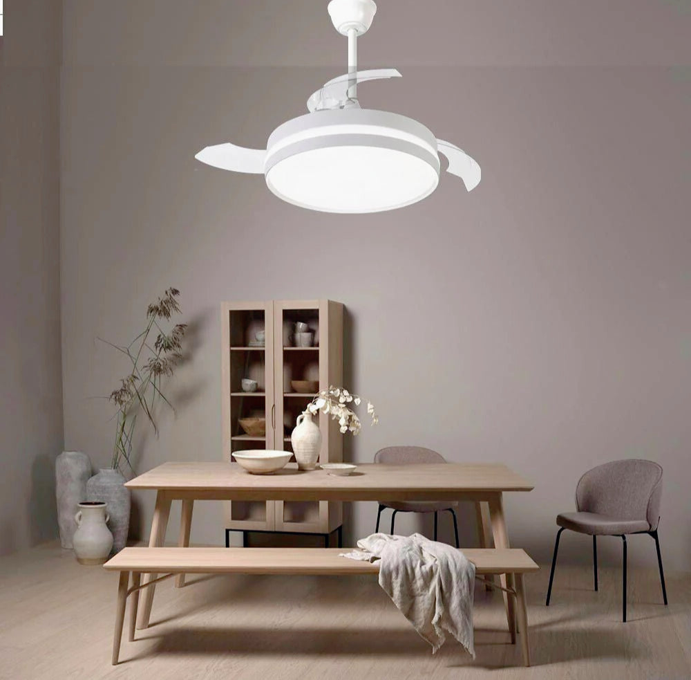 Lampadario ventilatore LED 56W + ventola 30W – Telecomando, elica richiudibile, CCT regolabile - ambraled