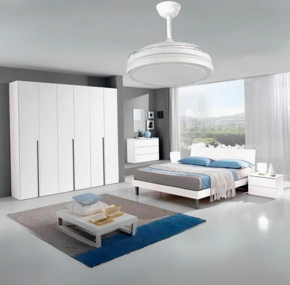 Lampadario ventilatore LED 56W + ventola 30W – Telecomando, elica richiudibile, CCT regolabile - ambraled