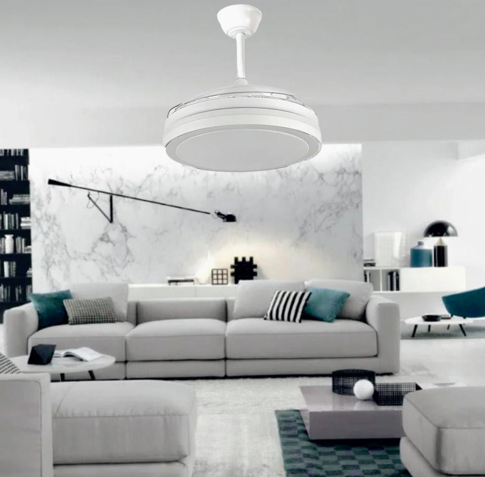 Lampadario ventilatore LED 56W + ventola 30W – Telecomando, elica richiudibile, CCT regolabile - ambraled