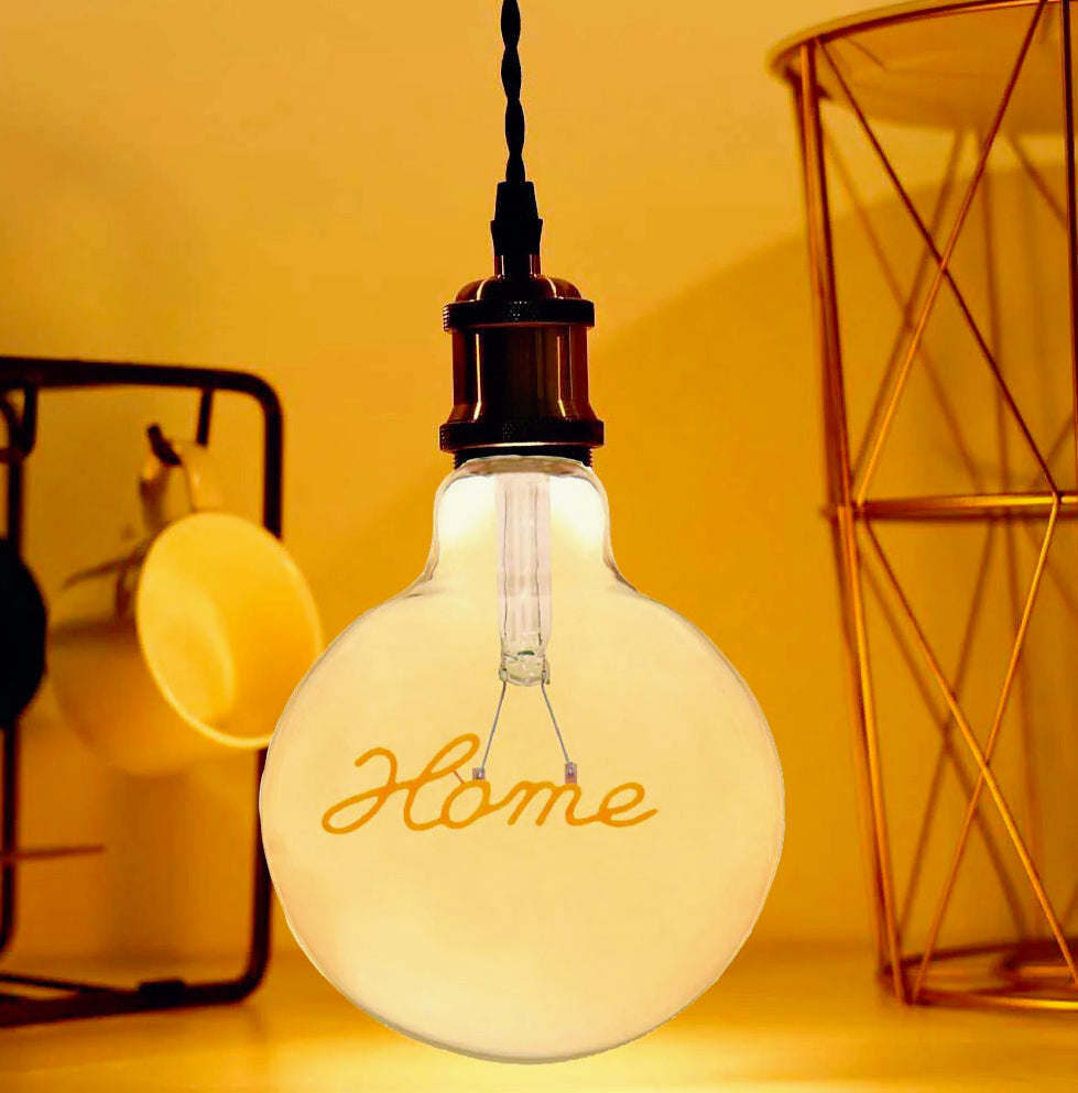 Lampadina LED a filamento ambrata E27 4W – Scritta "HOME", luce calda - ambraled