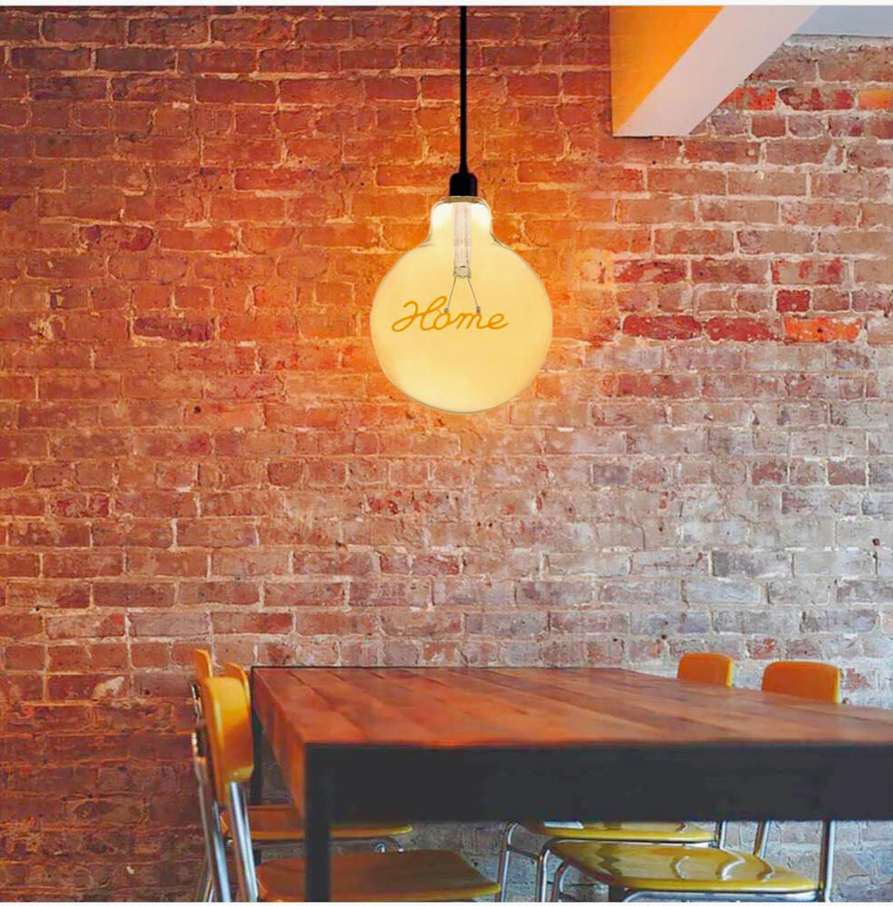 Lampadina LED a filamento ambrata E27 4W – Scritta "HOME", luce calda - ambraled