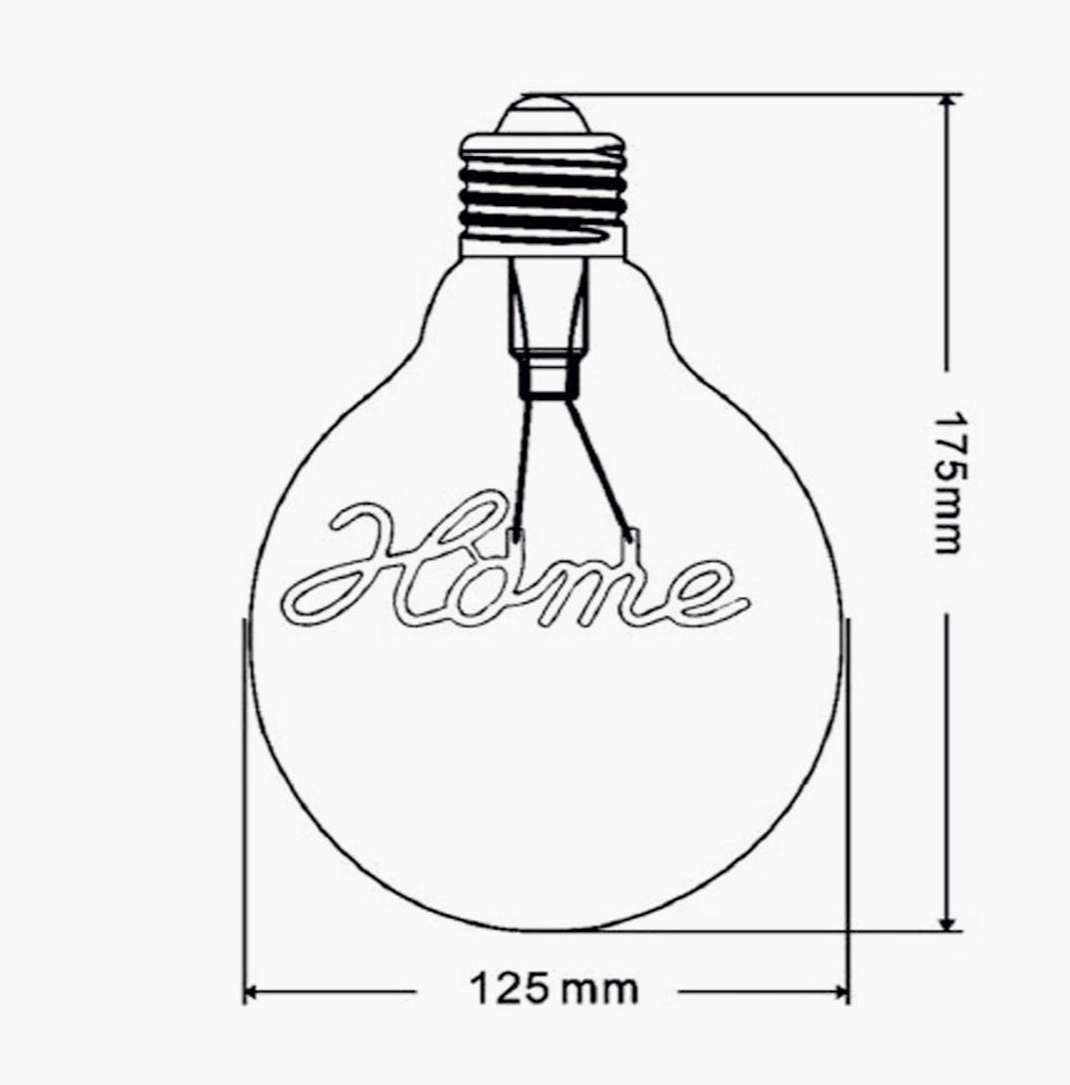 Lampadina LED a filamento ambrata E27 4W – Scritta "HOME", luce calda - ambraled