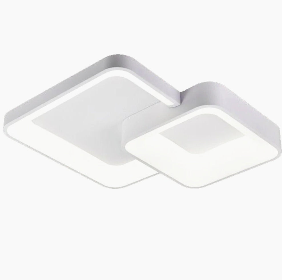 Plafoniera LED 58W - 2 quadrati bianchi, tecnologia CCT con 3 colorazioni (3000K/4000K/6500K) - ambraled