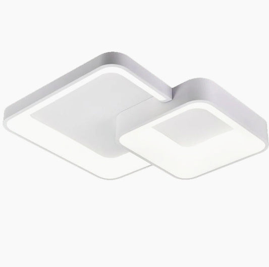Plafoniera LED 58W - 2 quadrati bianchi, tecnologia CCT con 3 colorazioni (3000K/4000K/6500K) - ambraled