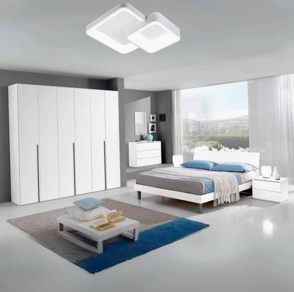 Plafoniera LED 58W - 2 quadrati bianchi, tecnologia CCT con 3 colorazioni (3000K/4000K/6500K) - ambraled