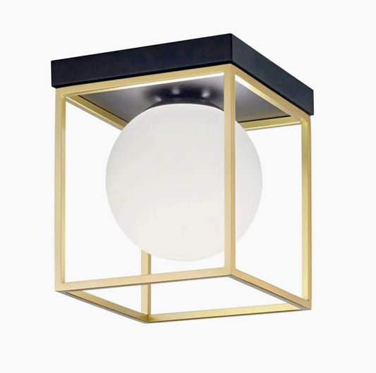 Plafoniera minimalista in metallo nero e bronzo con 1 sfera opaca - attacco G9 - ambraled