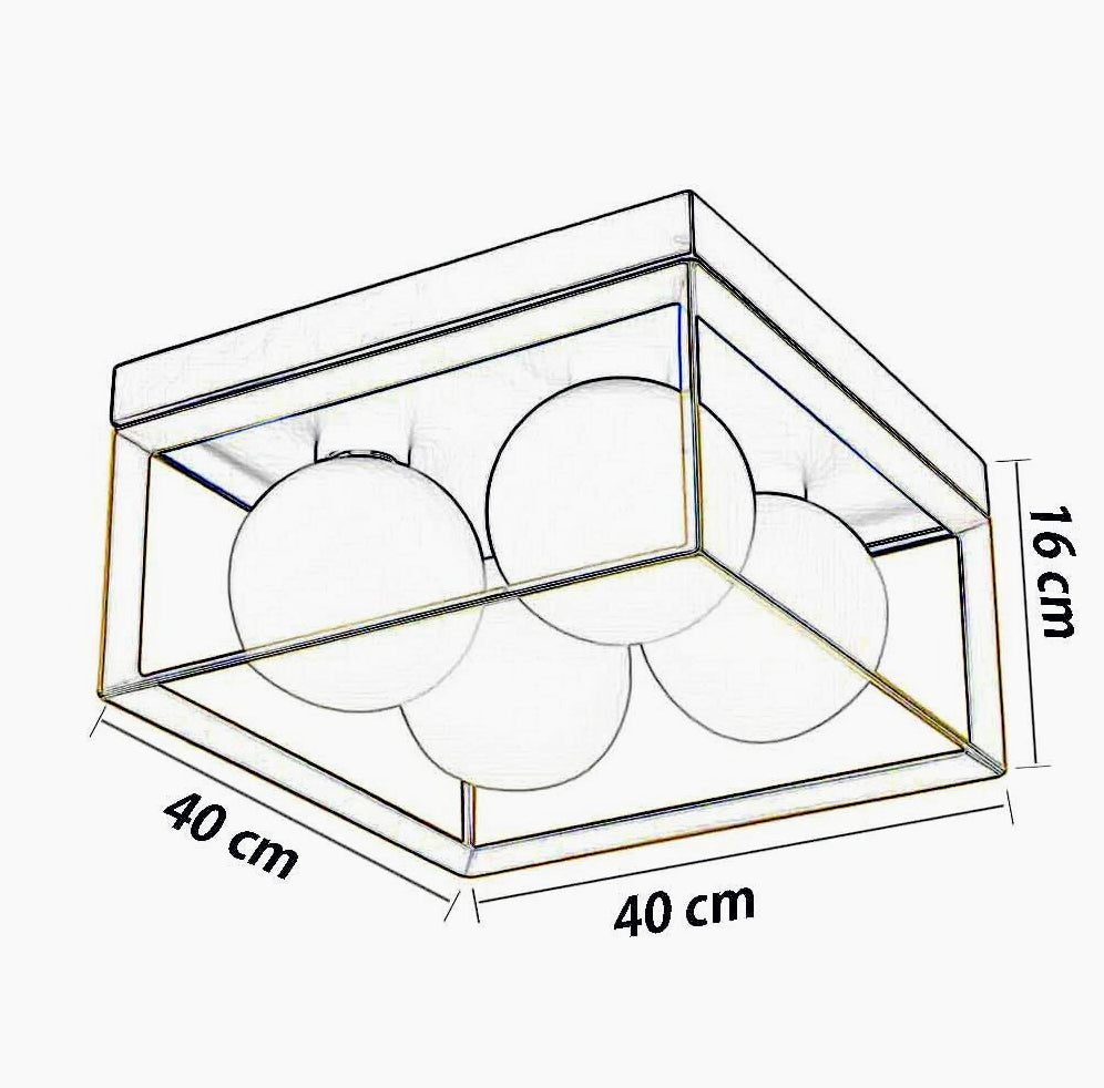 Plafoniera minimalista in metallo nero e bronzo con 4 sfere opache - attacco G9 - ambraled