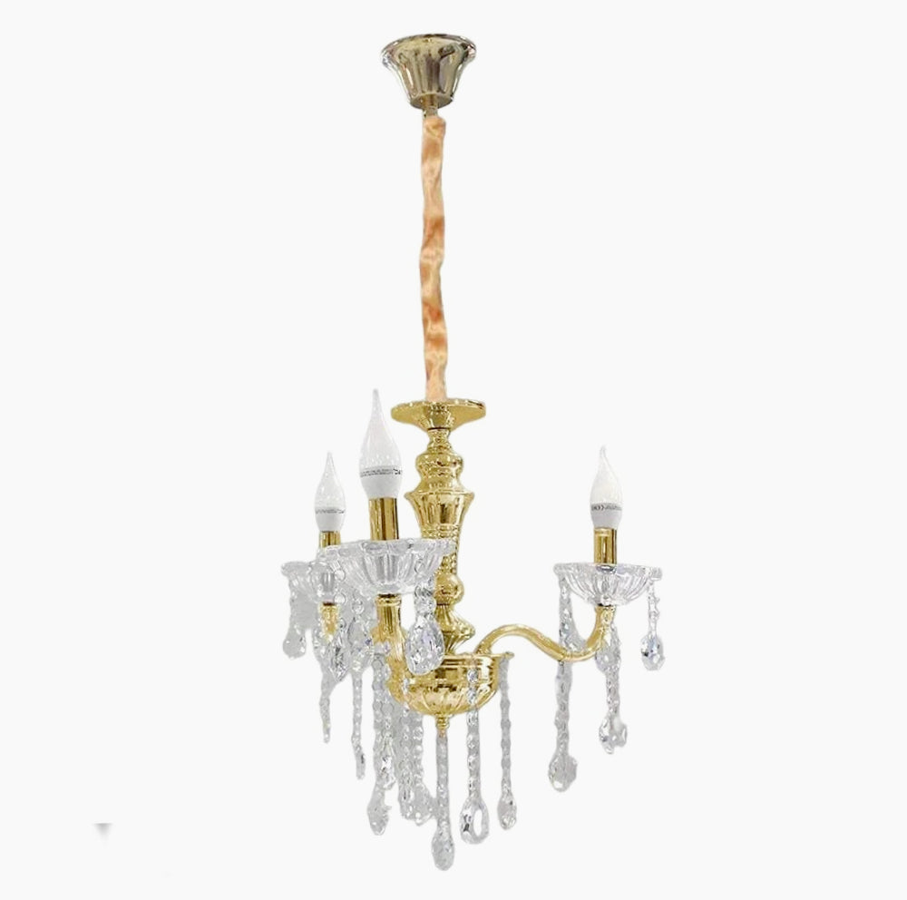 Lampadario a 3 bracci con sfere cristallo pendenti – Attacco E14, oro/argento - ambraled