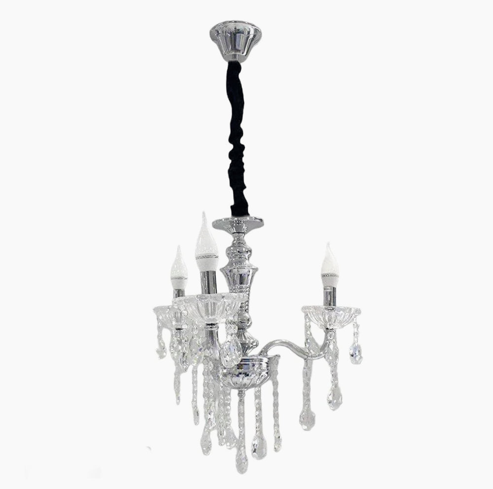 Lampadario a 3 bracci con sfere cristallo pendenti – Attacco E14, oro/argento - ambraled