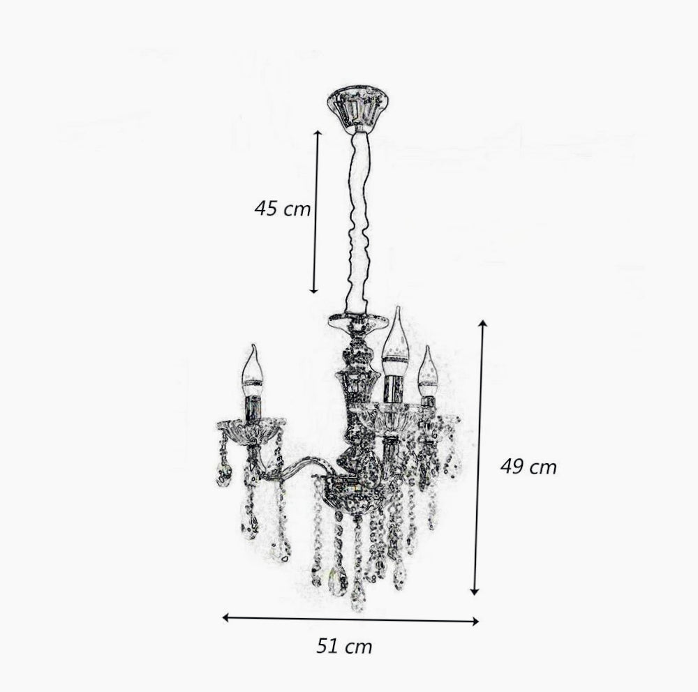 Lampadario a 3 bracci con sfere cristallo pendenti – Attacco E14, oro/argento - ambraled