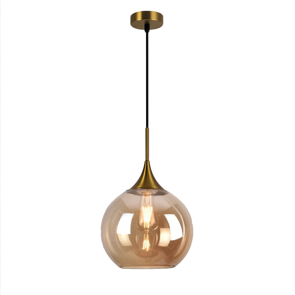 Lampadario a sospensione con sfera in vetro – Attacco E27, design elegante - ambraled