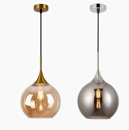 Lampadario a sospensione con sfera in vetro – Attacco E27, design elegante - ambraled