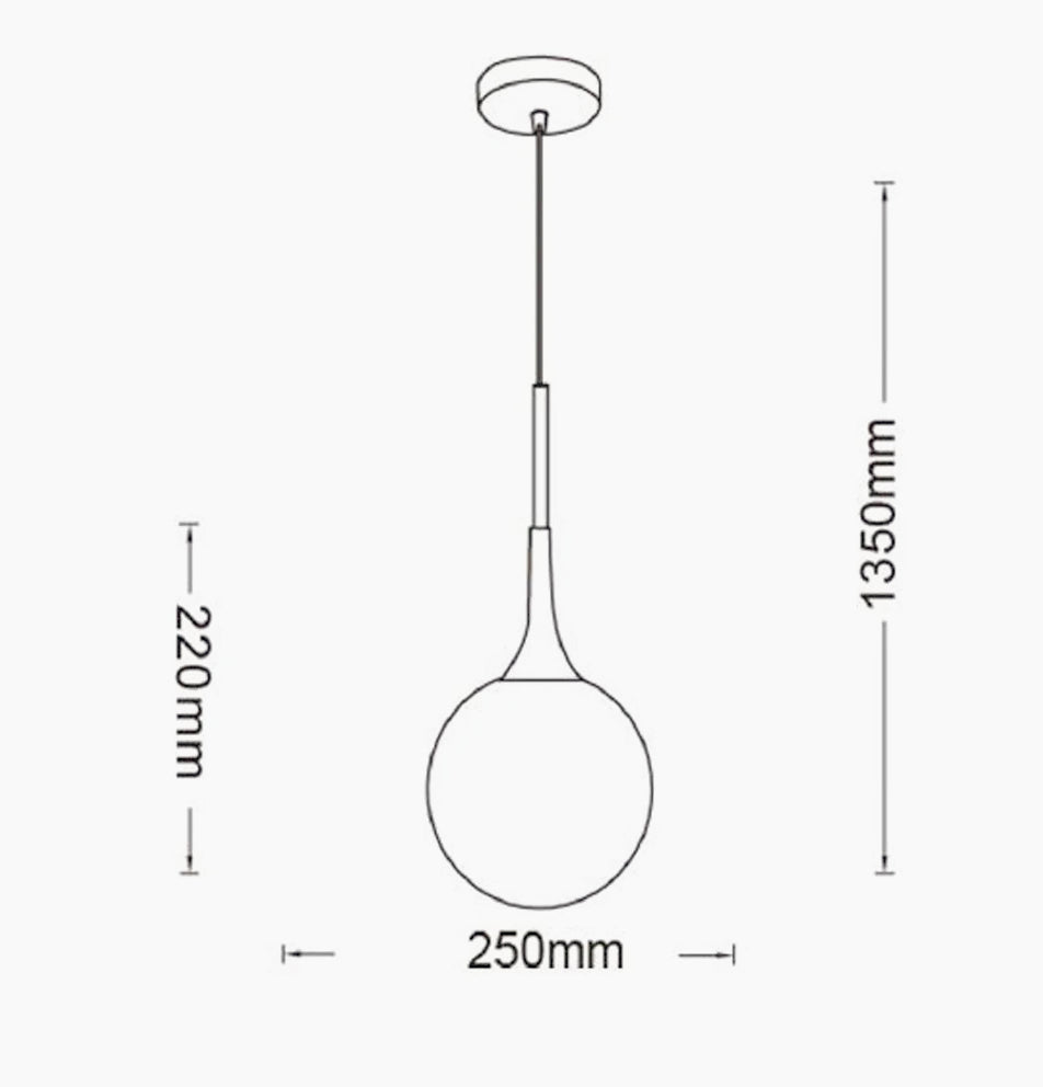 Lampadario a sospensione con sfera in vetro – Attacco E27, design elegante - ambraled