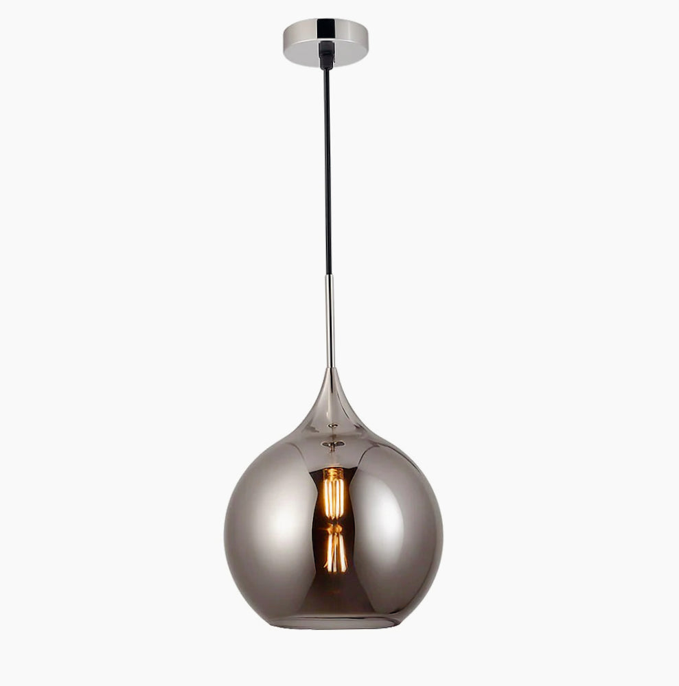 Lampadario a sospensione con sfera in vetro – Attacco E27, design elegante - ambraled