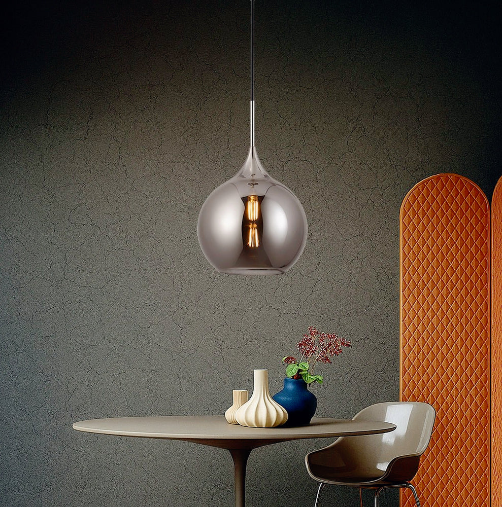 Lampadario a sospensione con sfera in vetro – Attacco E27, design elegante - ambraled