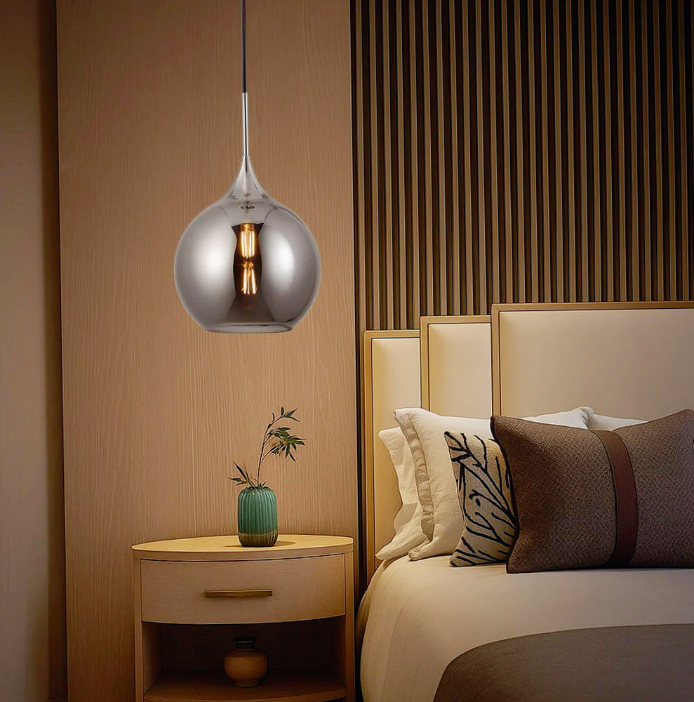 Lampadario a sospensione con sfera in vetro – Attacco E27, design elegante - ambraled