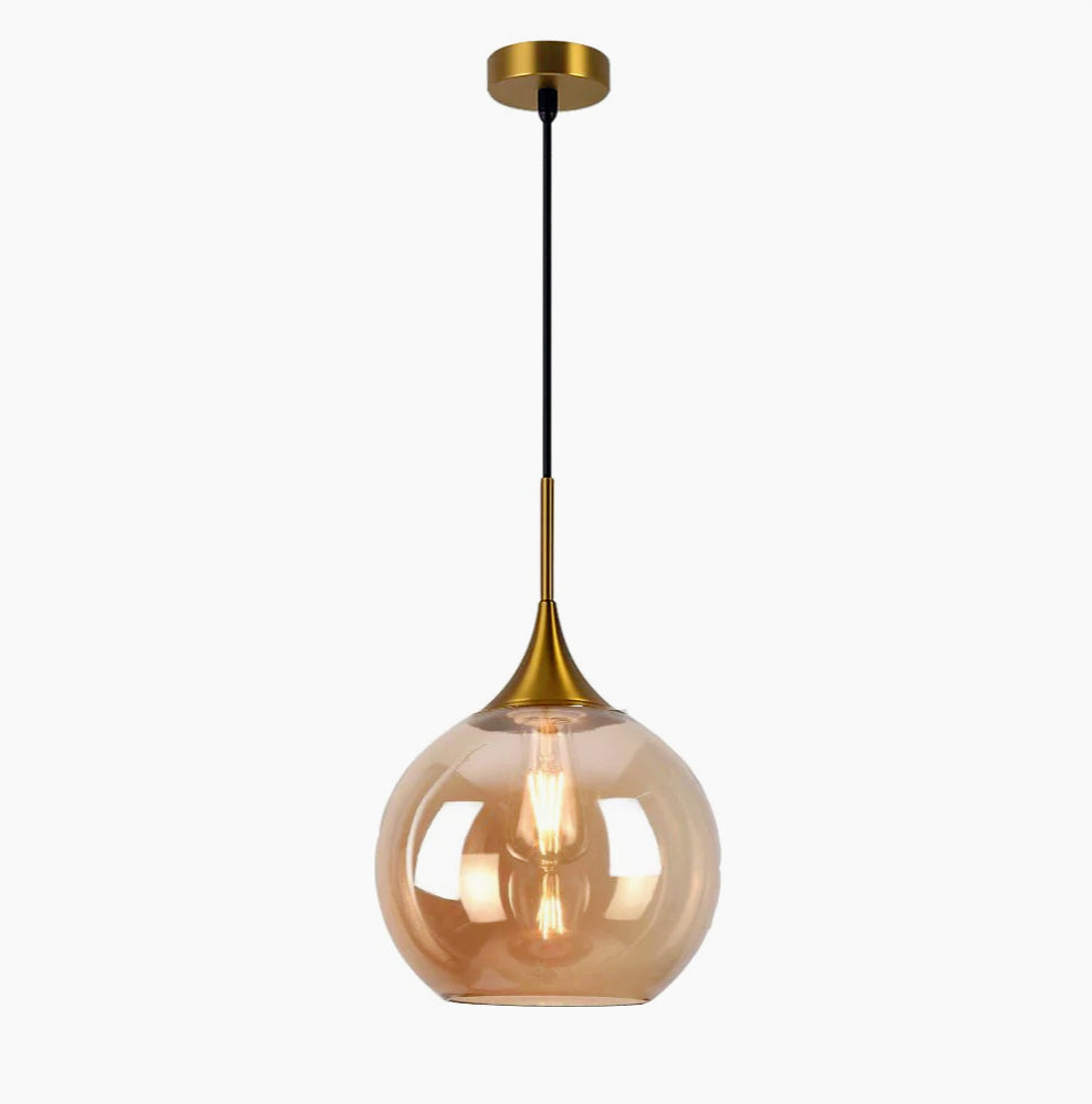 Lampadario a sospensione con sfera in vetro – Attacco E27, design elegante - ambraled