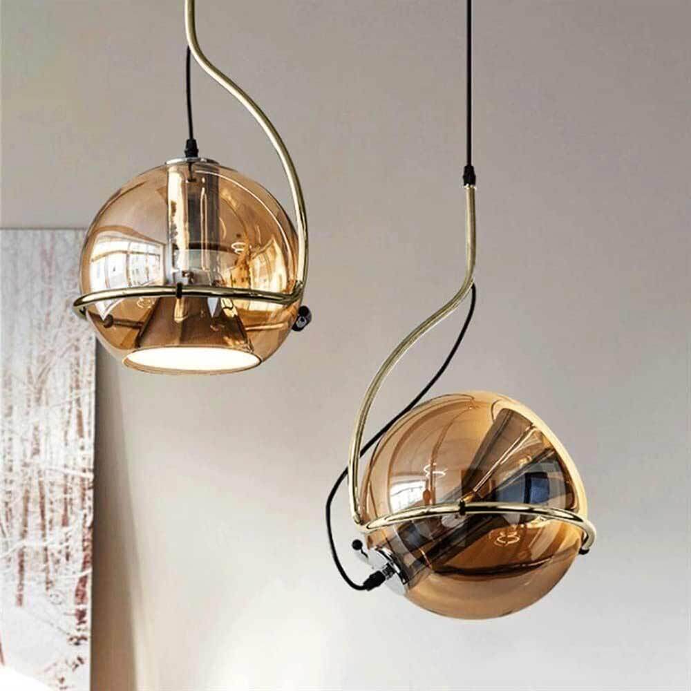 Lampadario decorativo in vetro – Pendra da tavolo / snack, attacco E27 - ambraled