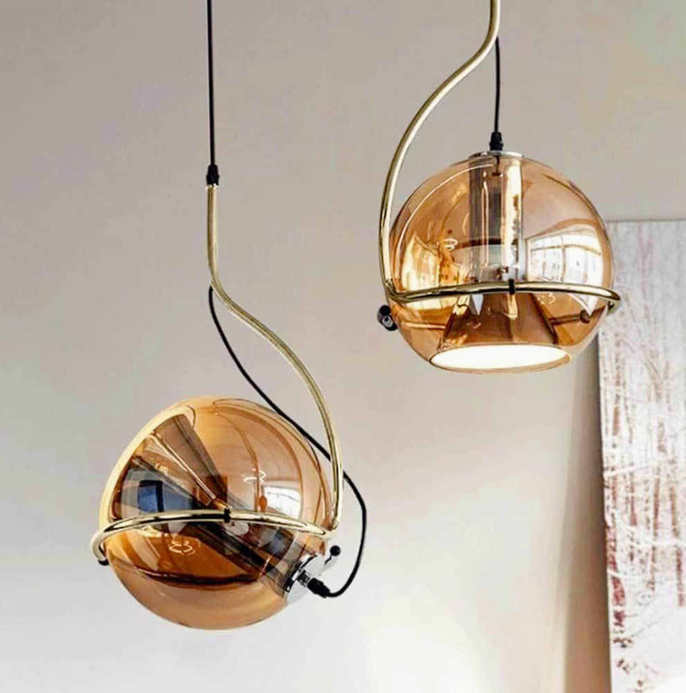 Lampadario decorativo in vetro – Pendra da tavolo / snack, attacco E27 - ambraled