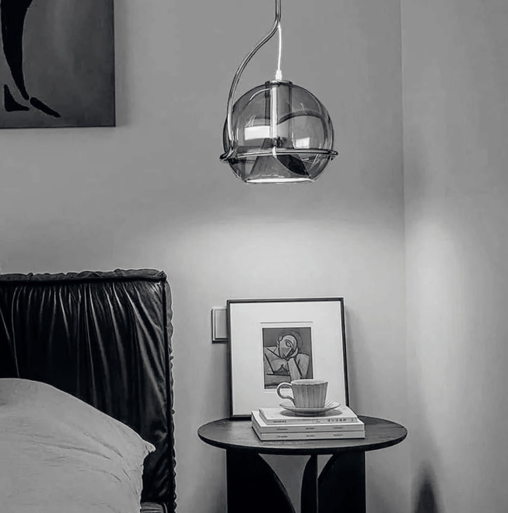 Lampadario decorativo in vetro – Pendra da tavolo / snack, attacco E27 - ambraled