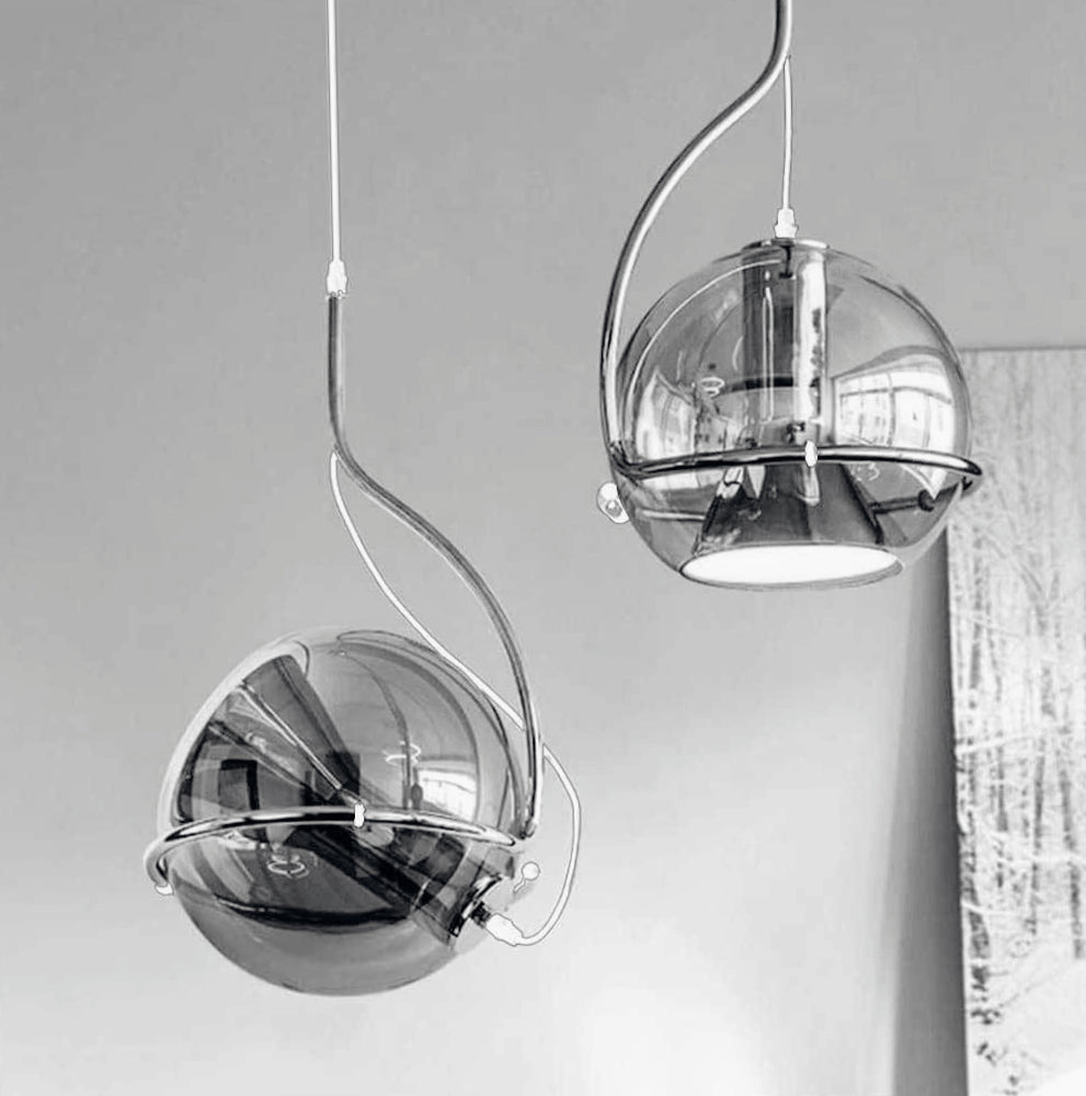 Lampadario decorativo in vetro – Pendra da tavolo / snack, attacco E27 - ambraled