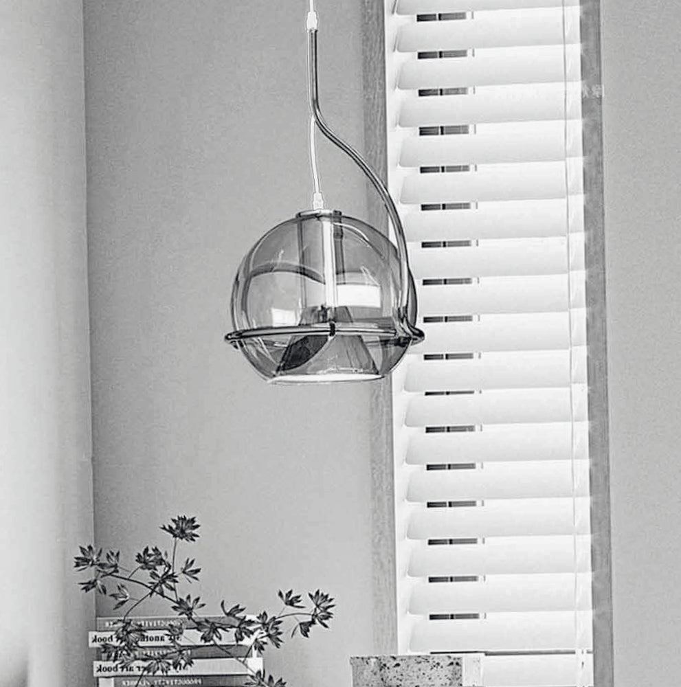 Lampadario decorativo in vetro – Pendra da tavolo / snack, attacco E27 - ambraled