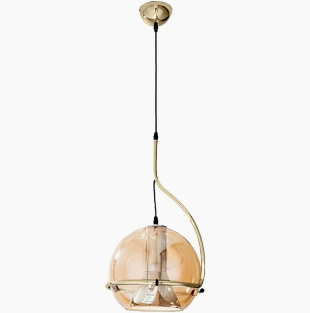 Lampadario decorativo in vetro – Pendra da tavolo / snack, attacco E27 - ambraled