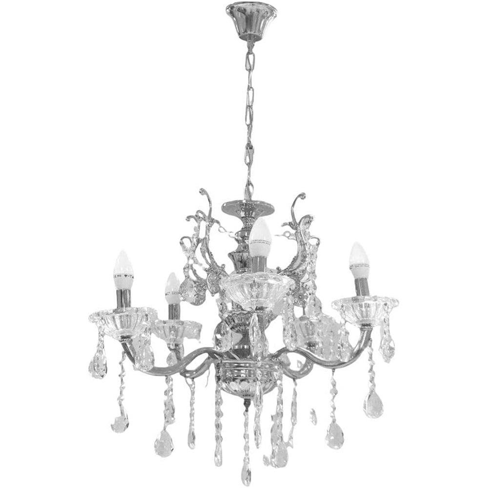 Lampadario retrò a candelabro – 5 bracci con portalampade E14 - ambraled