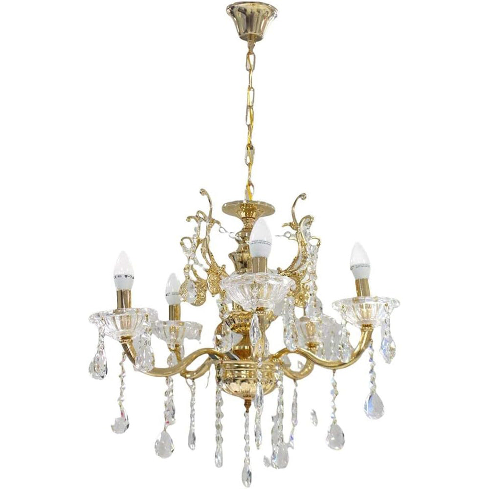 Lampadario retrò a candelabro – 5 bracci con portalampade E14 - ambraled