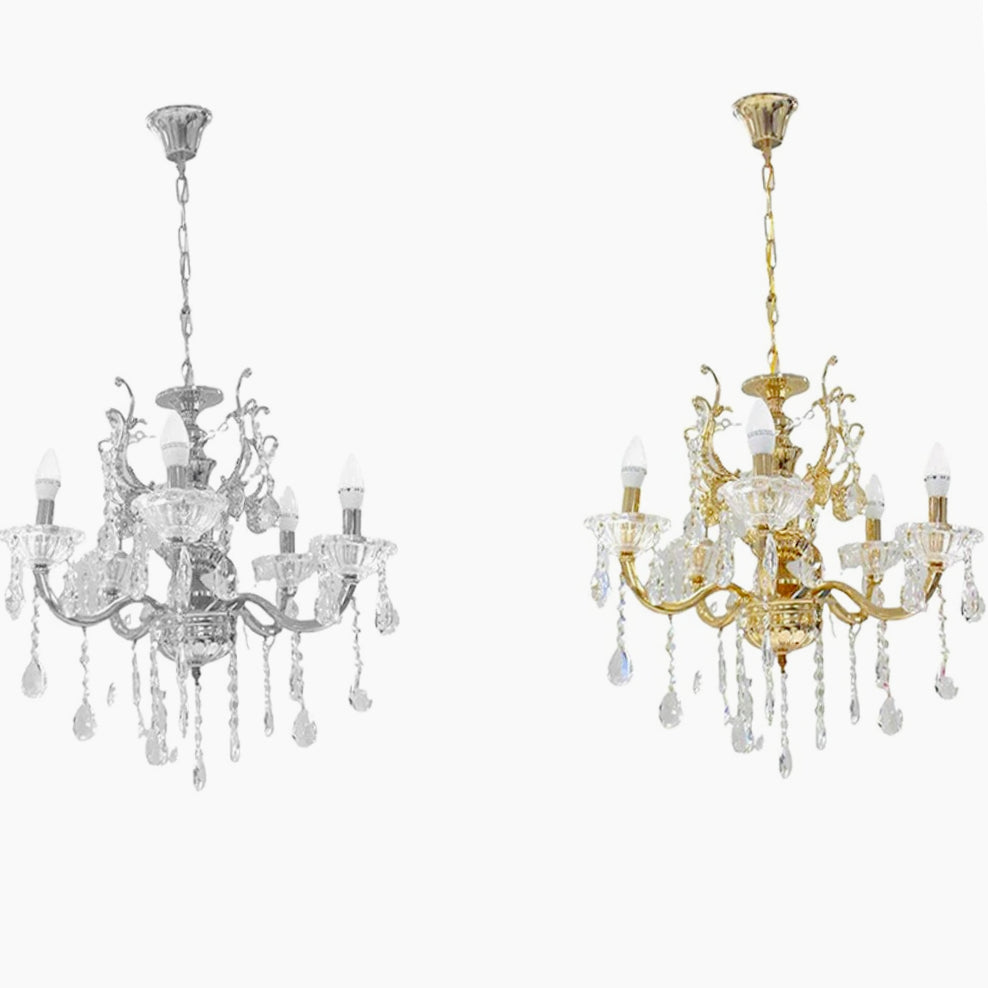 Lampadario retrò a candelabro – 5 bracci con portalampade E14 - ambraled