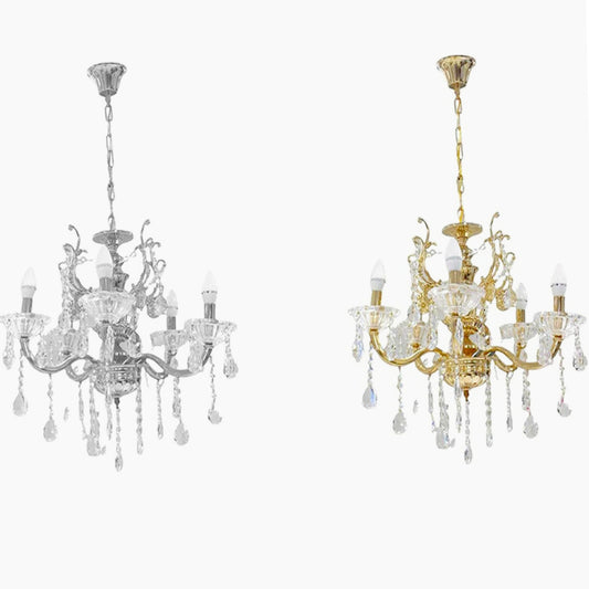Lampadario retrò a candelabro – 5 bracci con portalampade E14 - ambraled