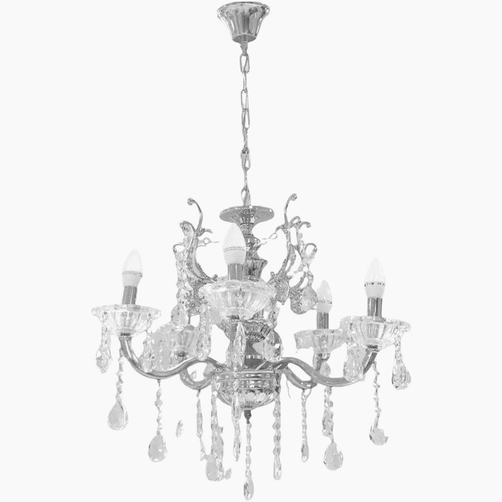 Lampadario retrò a candelabro – 5 bracci con portalampade E14 - ambraled