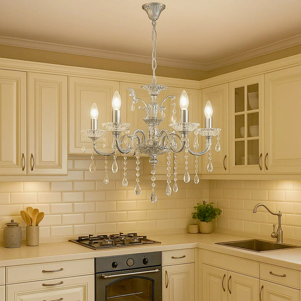 Lampadario retrò a candelabro – 5 bracci con portalampade E14 - ambraled