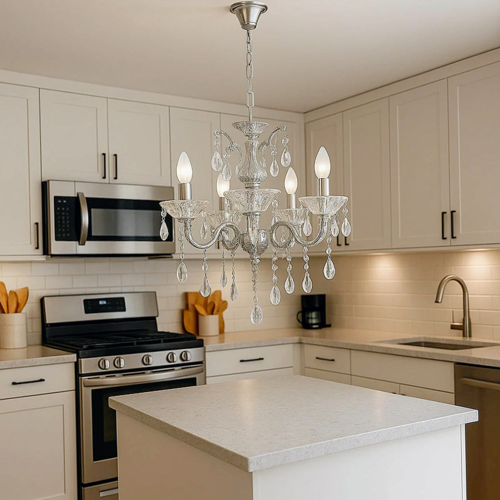 Lampadario retrò a candelabro – 5 bracci con portalampade E14 - ambraled