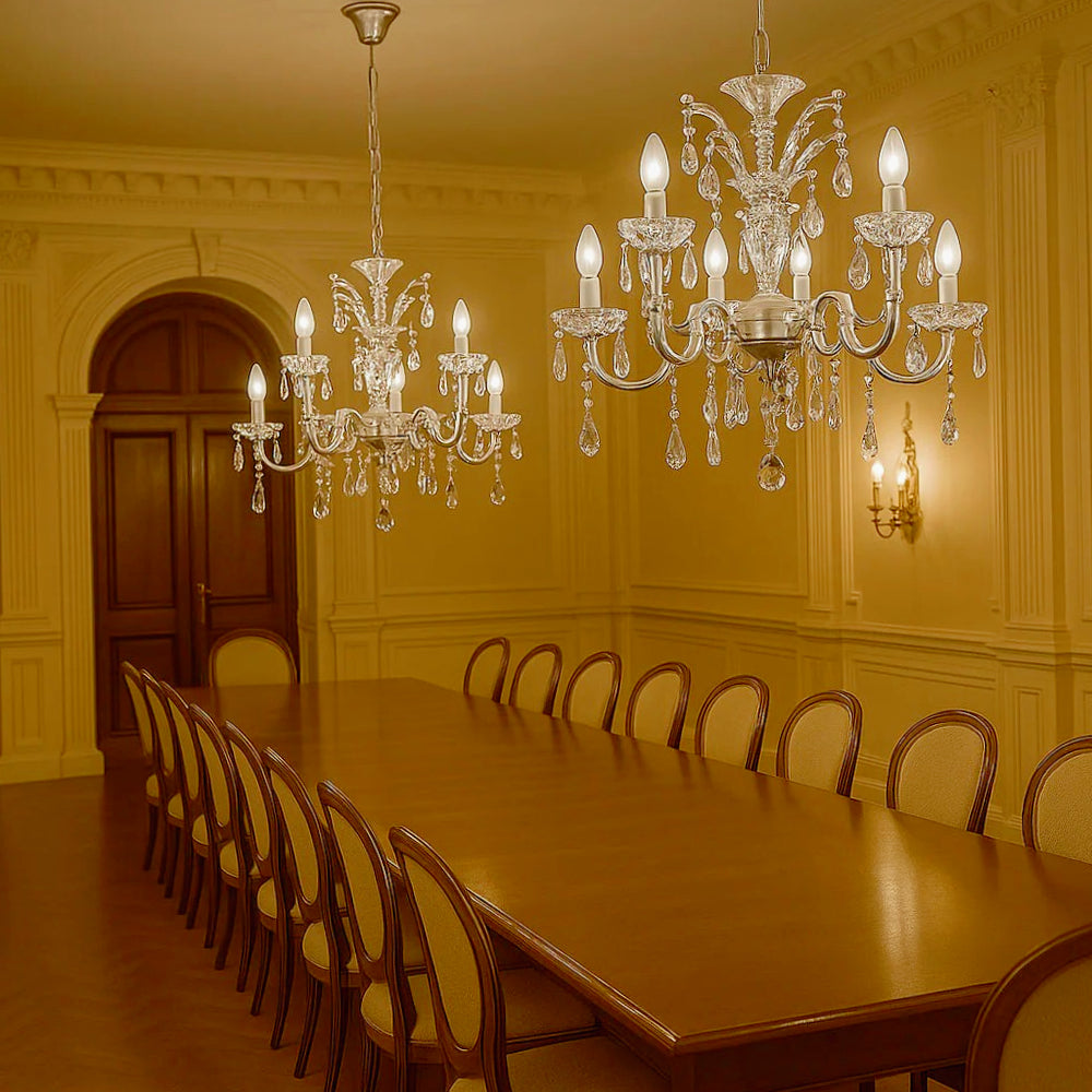 Lampadario retrò a candelabro – 5 bracci con portalampade E14 - ambraled