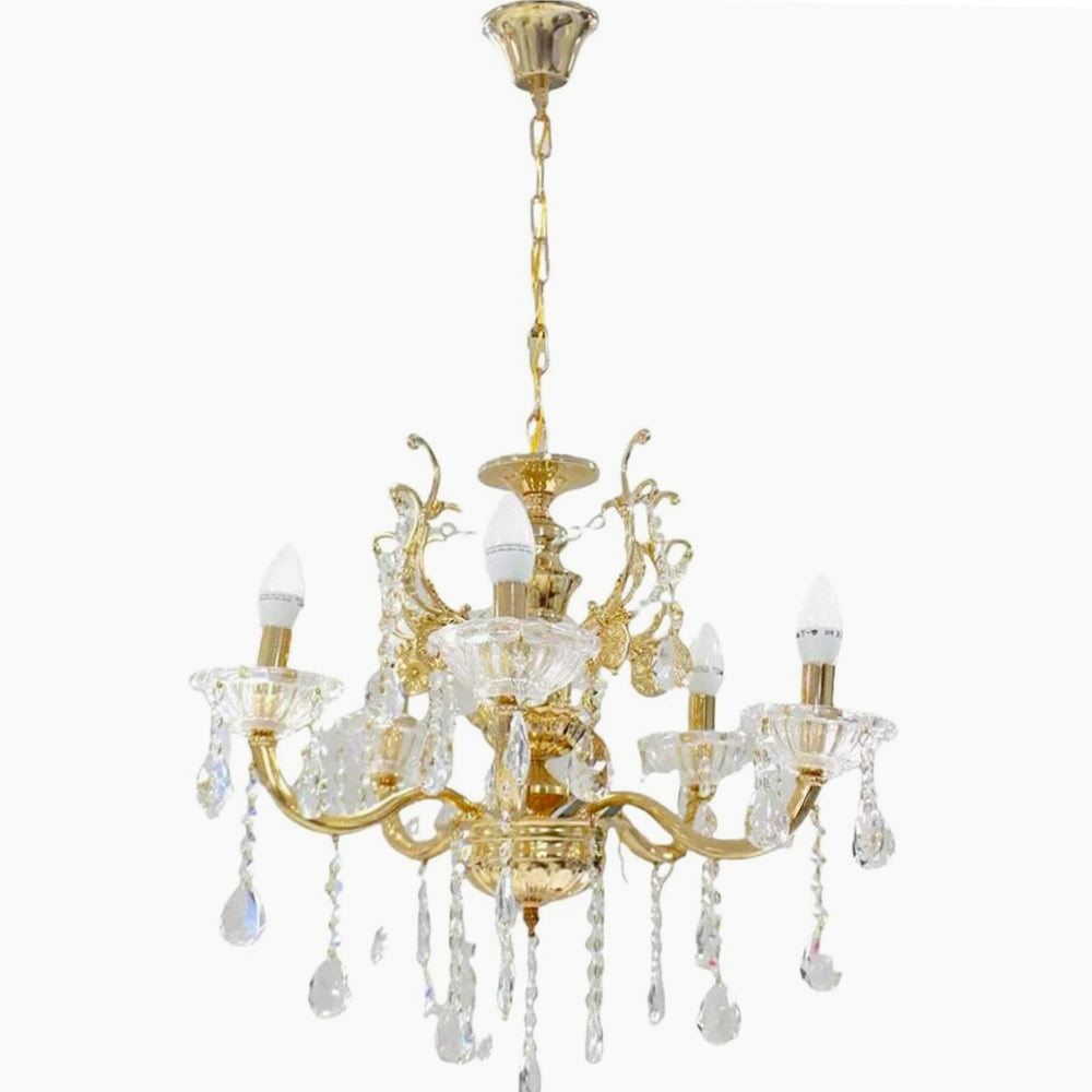 Lampadario retrò a candelabro – 5 bracci con portalampade E14 - ambraled