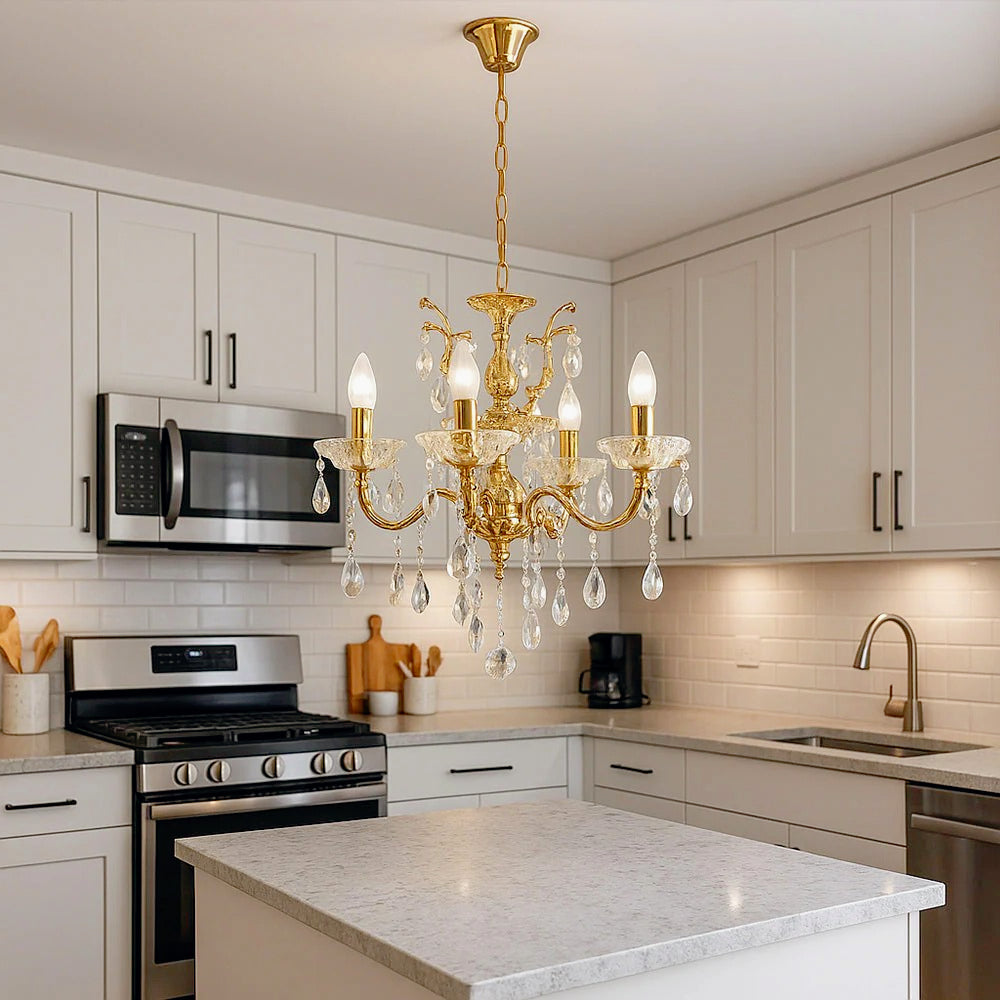 Lampadario retrò a candelabro – 5 bracci con portalampade E14 - ambraled