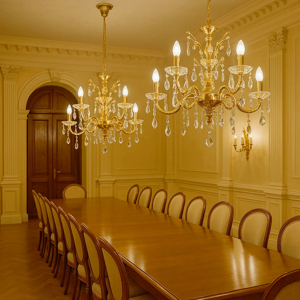 Lampadario retrò a candelabro – 5 bracci con portalampade E14 - ambraled