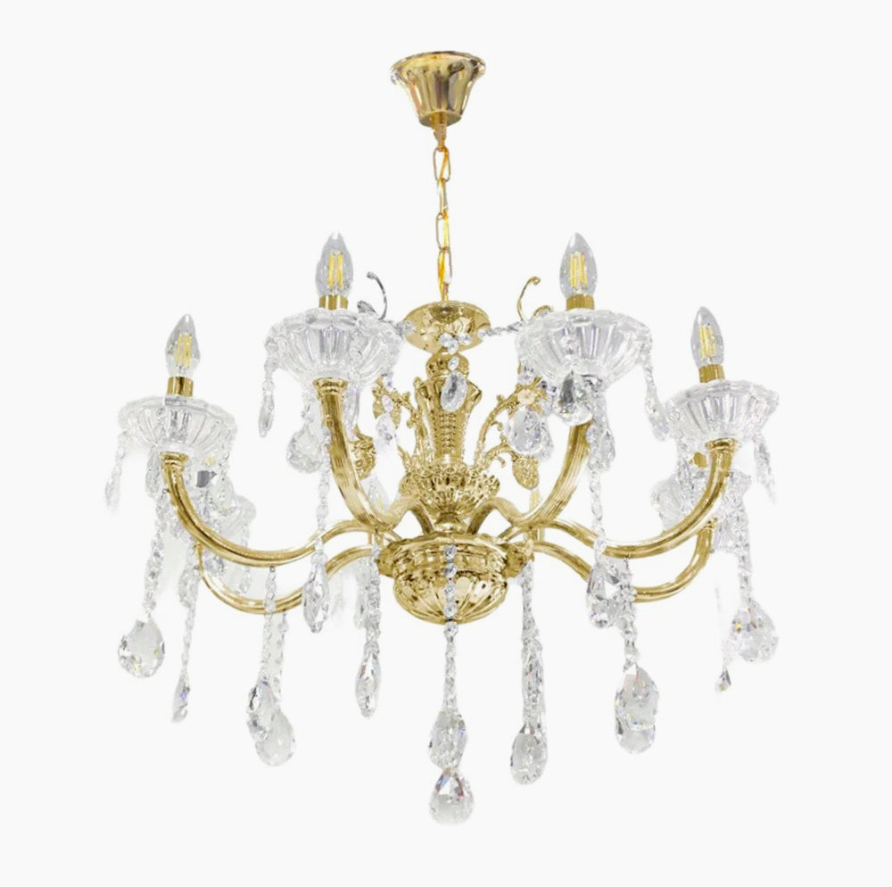 Lampadario retrò a candelabro – 6 bracci con portalampade E14 - ambraled