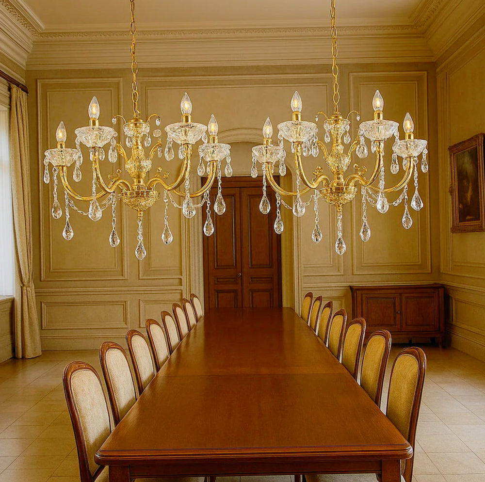 Lampadario retrò a candelabro – 6 bracci con portalampade E14 - ambraled