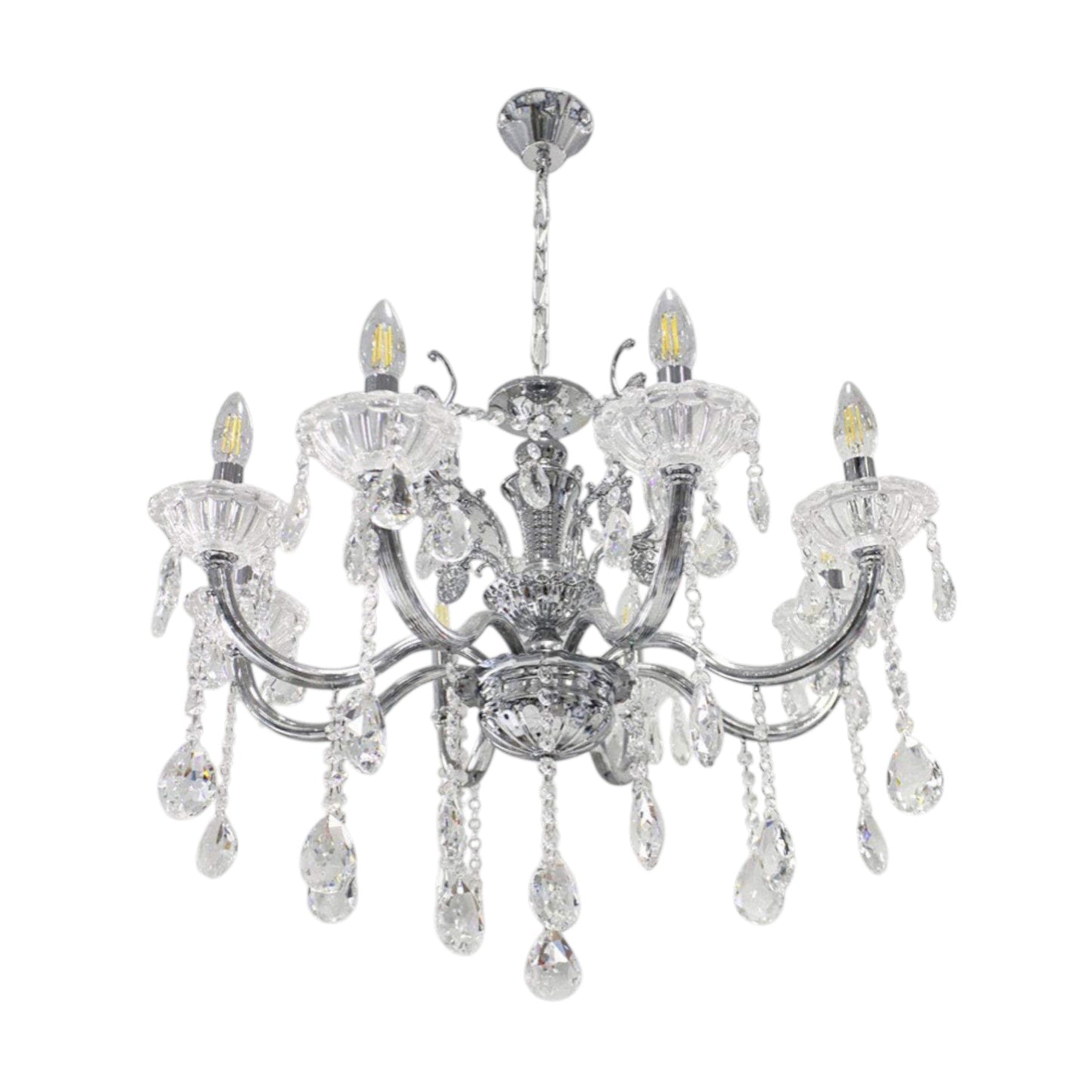 Lampadario retrò a candelabro – 8 bracci con portalampade E14 - ambraled