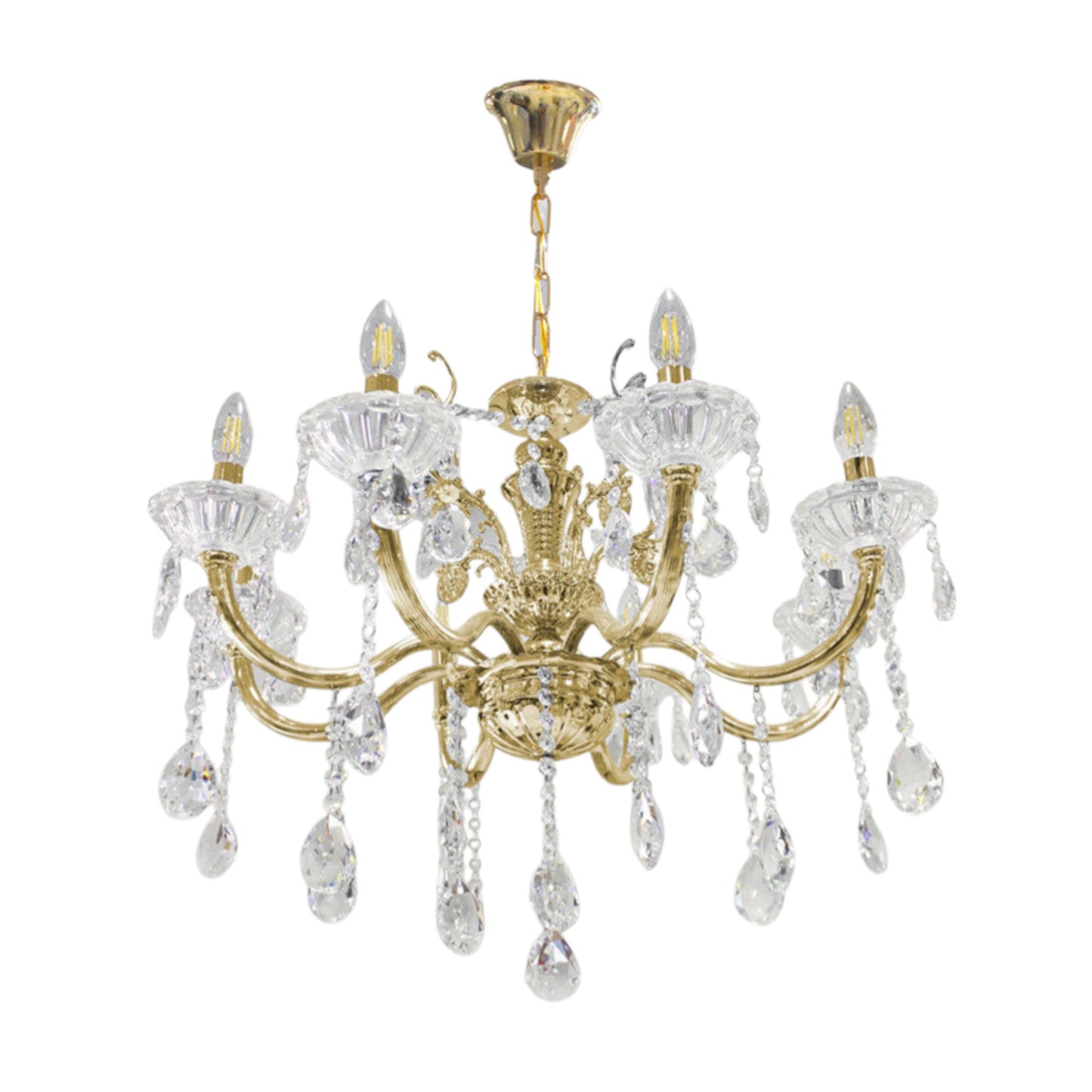 Lampadario retrò a candelabro – 8 bracci con portalampade E14 - ambraled