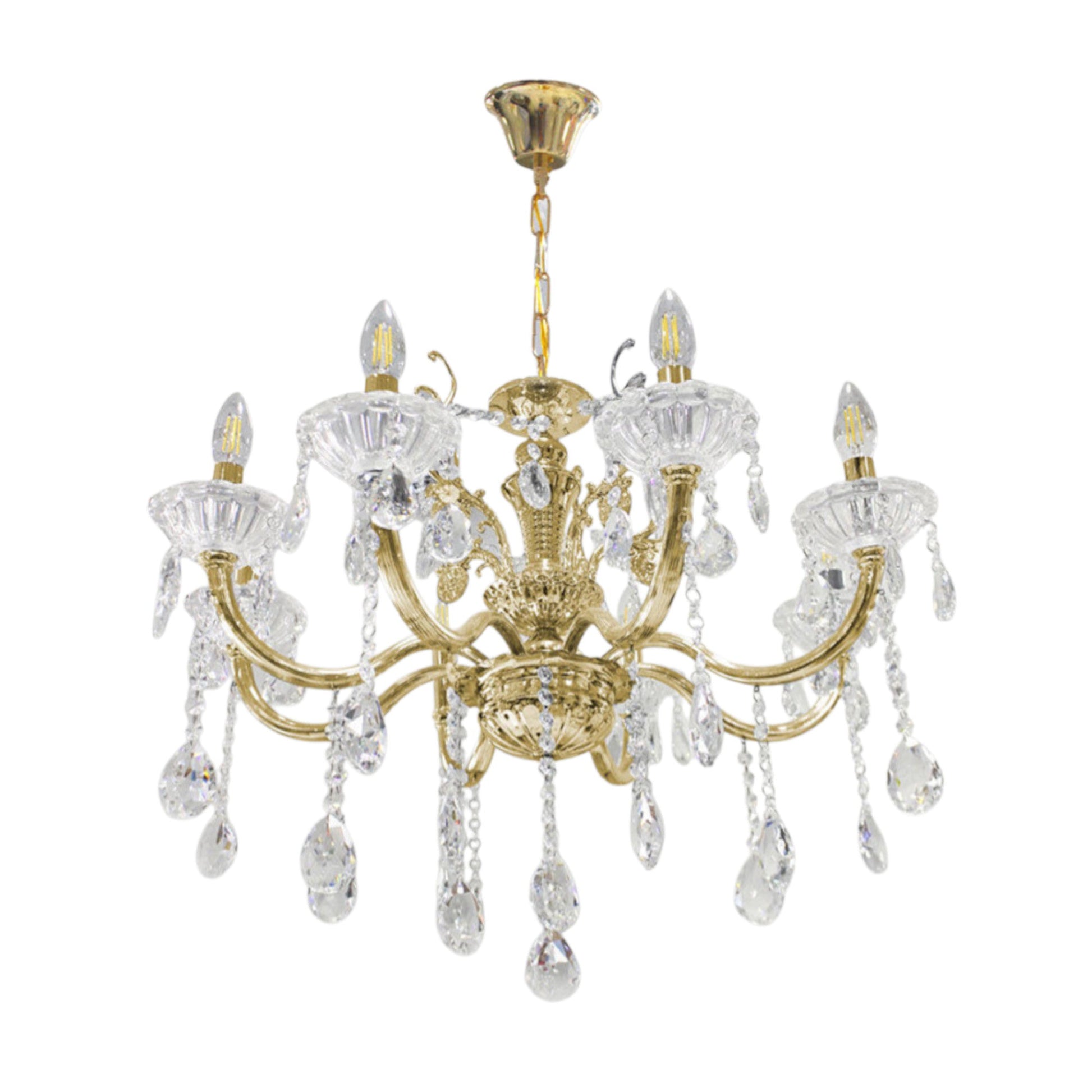 Lampadario retrò a candelabro – 8 bracci con portalampade E14 - ambraled