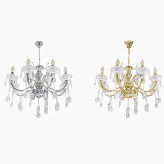 Lampadario retrò a candelabro – 8 bracci con portalampade E14 - ambraled