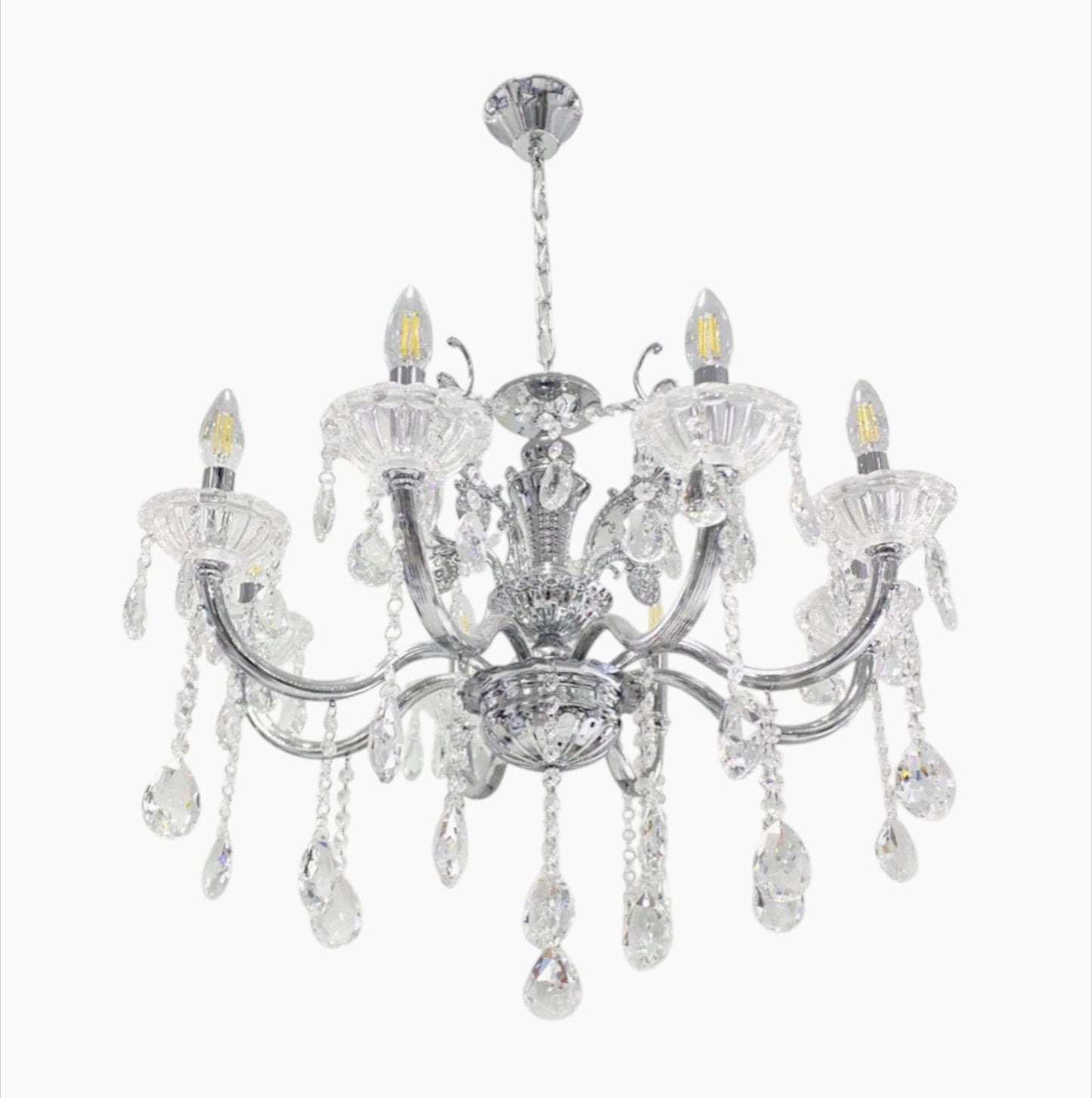 Lampadario retrò a candelabro – 8 bracci con portalampade E14 - ambraled