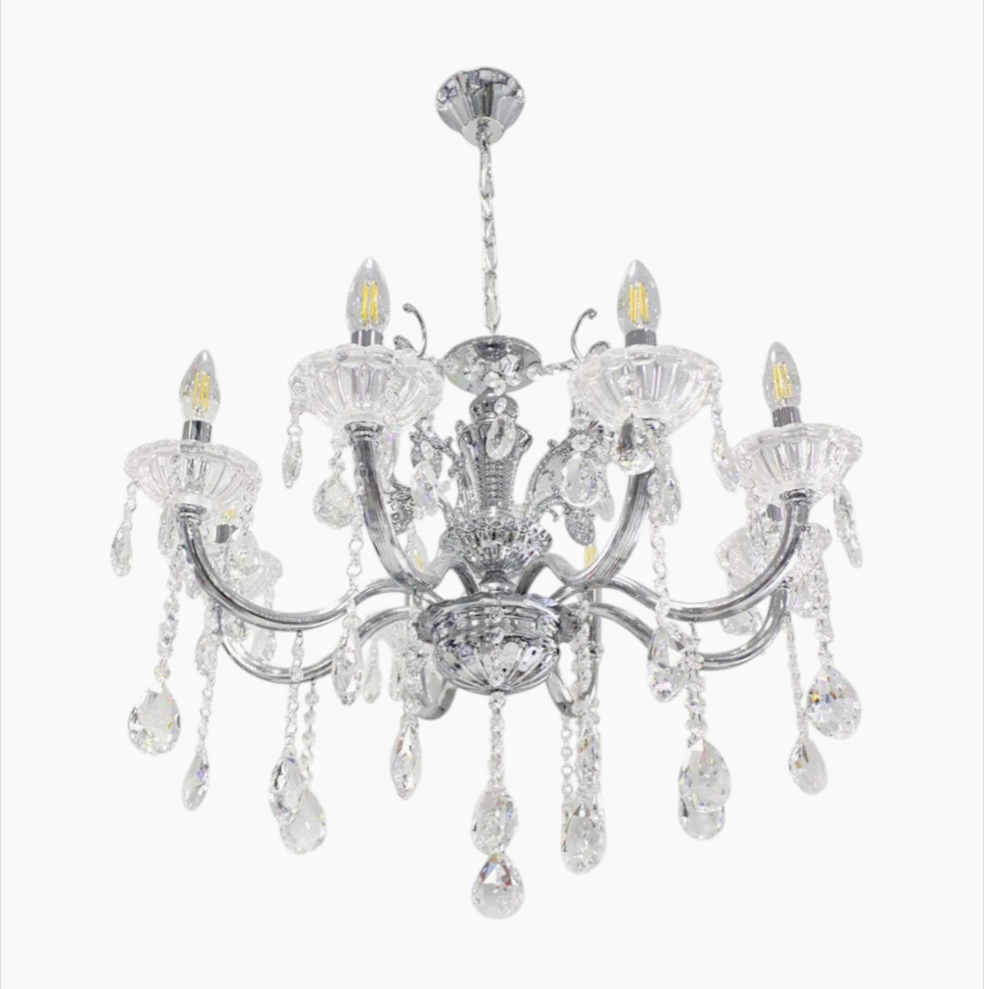 Lampadario retrò a candelabro – 8 bracci con portalampade E14 - ambraled