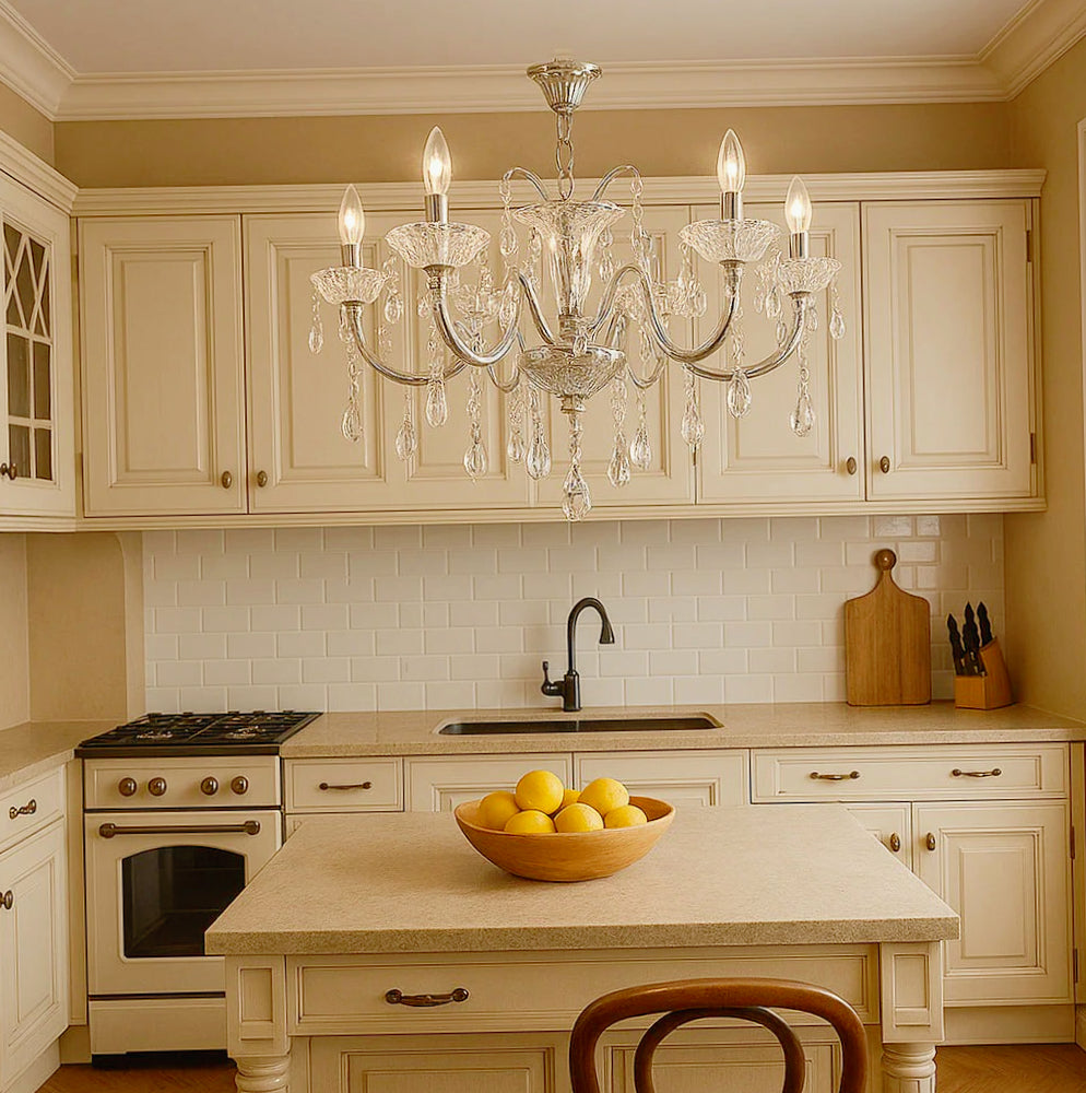 Lampadario retrò a candelabro – 8 bracci con portalampade E14 - ambraled