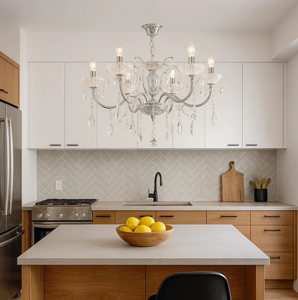 Lampadario retrò a candelabro – 8 bracci con portalampade E14 - ambraled