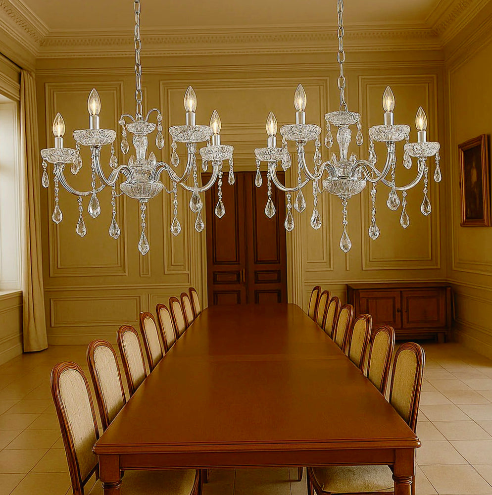Lampadario retrò a candelabro – 8 bracci con portalampade E14 - ambraled
