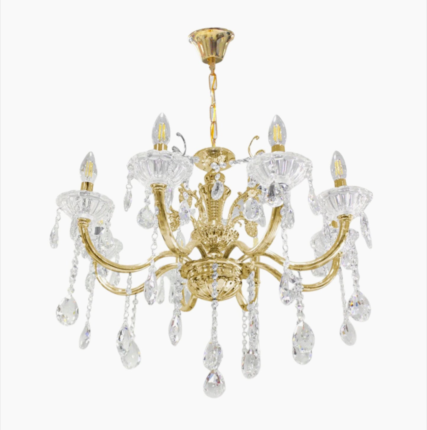 Lampadario retrò a candelabro – 8 bracci con portalampade E14 - ambraled